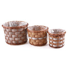 Portavaso rotondo in vimini e pvc in set di 3, Ø32H23 cm