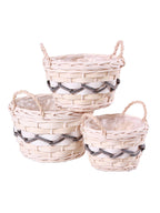 Cesto portavaso in vimini bianco in set di 3, Ø28H23 cm
