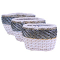 Cesto vimini ovale portavaso bordo cotone, 37x27x22 cm