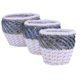 Cesto vimini rotondo portavaso bordo cotone, Ø29x22 cm