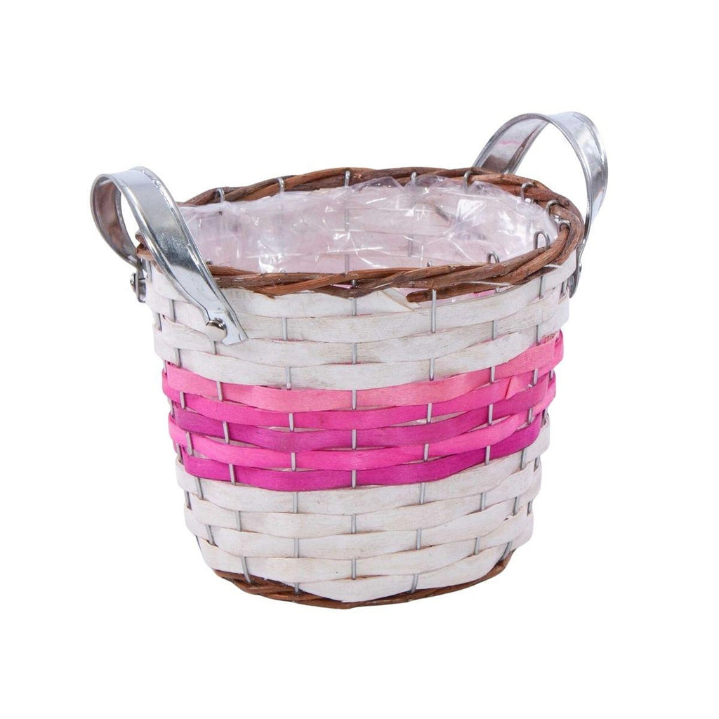 Portavaso in vimini fucsia con manici, Ø20H16 cm (kit da 5)