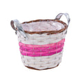 Portavaso in vimini fucsia con manici, Ø20H16 cm (kit da 5)