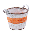 Portavaso in vimini arancio con manici, Ø25H21 cm