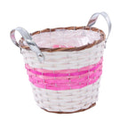 Portavaso in vimini fucsia con manici, Ø25H21 cm