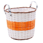 Portavaso in vimini arancio con manici, Ø40H35 cm