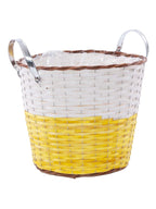 Portavaso in vimini giallo con manici, Ø40H35 cm