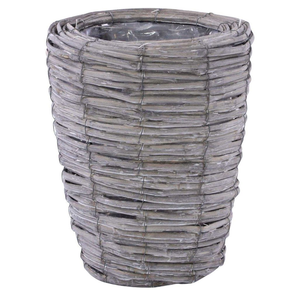 Portavaso rotondo in vimini grigio, Ø26H30 cm