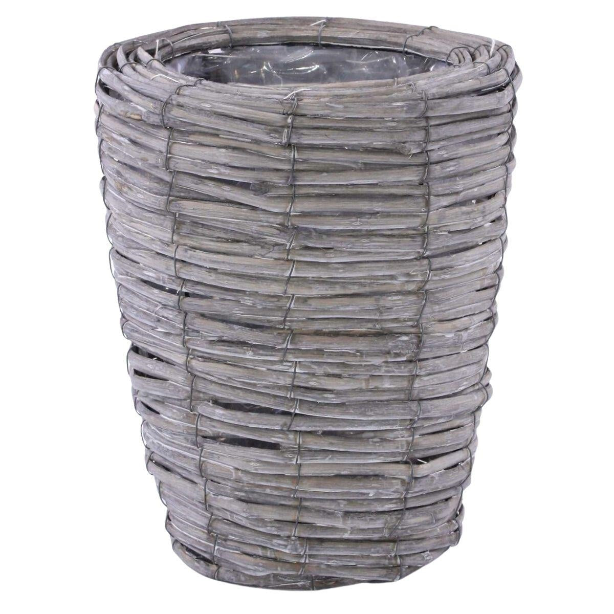 Portavaso rotondo in vimini grigio, Ø26H30 cm