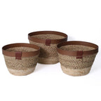 Set di 3 portavasi beige in ecorattan, Ø27H18 cm