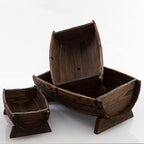 Portavaso a mezzabotte in legno grezzo, set di 3, 40x25x16 cm