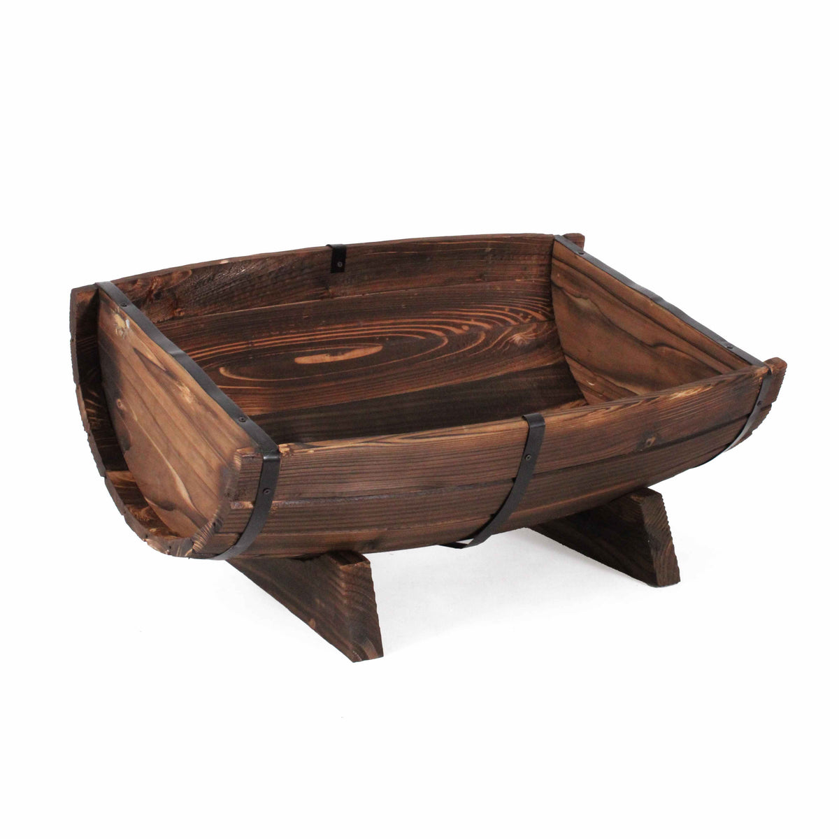 Portavaso a mezzabotte in legno grezzo, set di 3, 40x25x16 cm