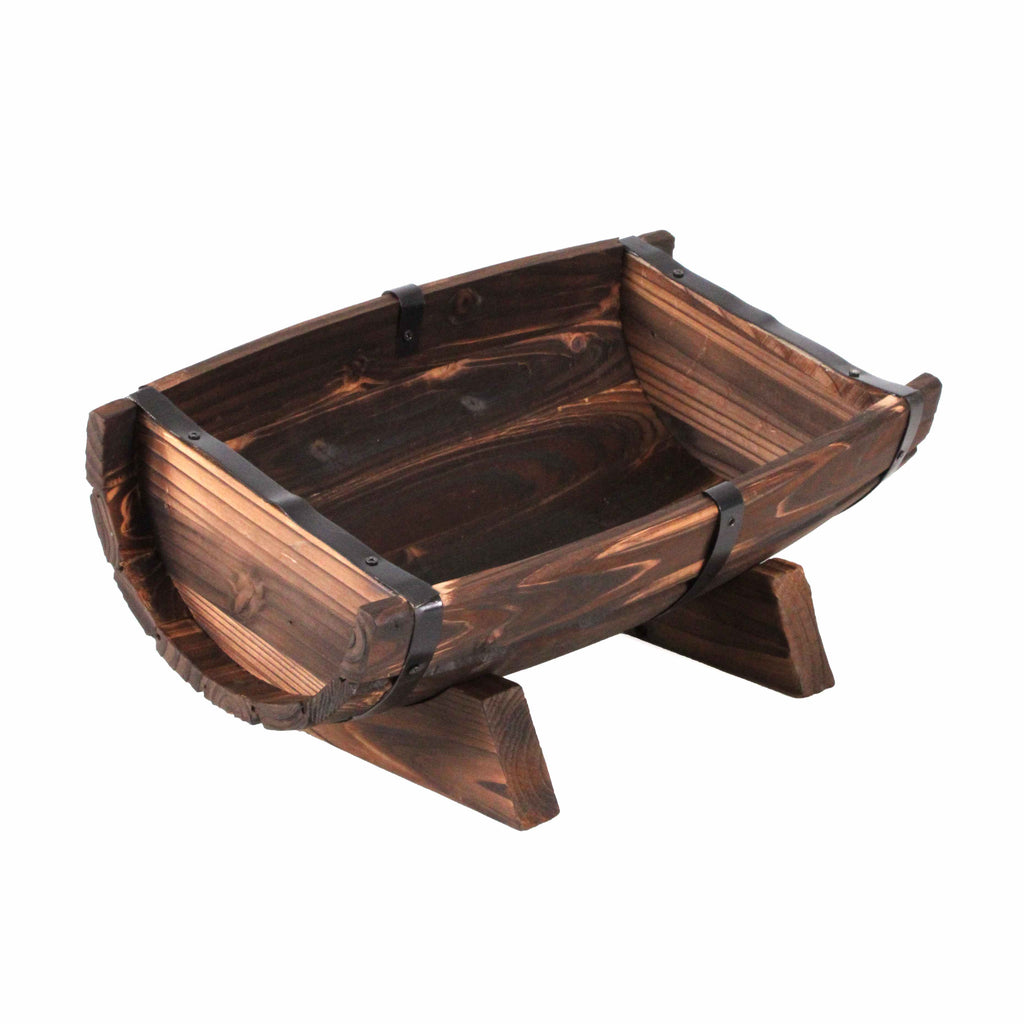 Portavaso a mezzabotte in legno grezzo, set di 3, 40x25x16 cm