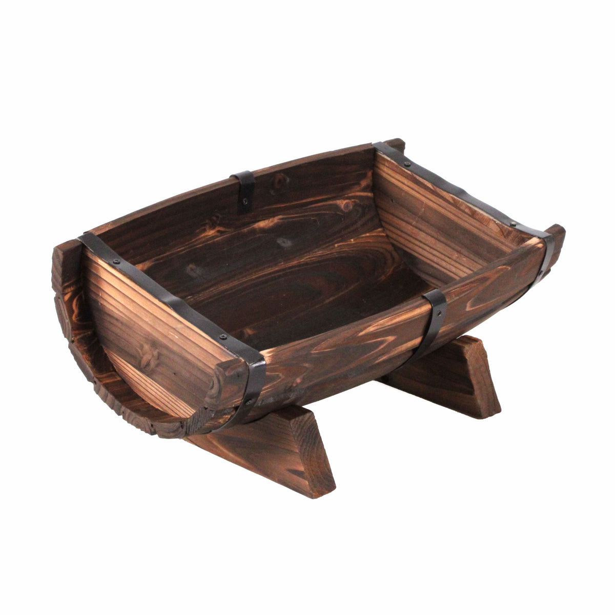 Portavaso a mezzabotte in legno grezzo, set di 3, 40x25x16 cm