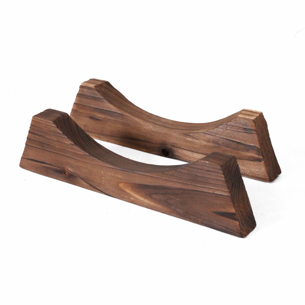 Portavaso a mezzabotte in legno grezzo, set di 3, 40x25x16 cm