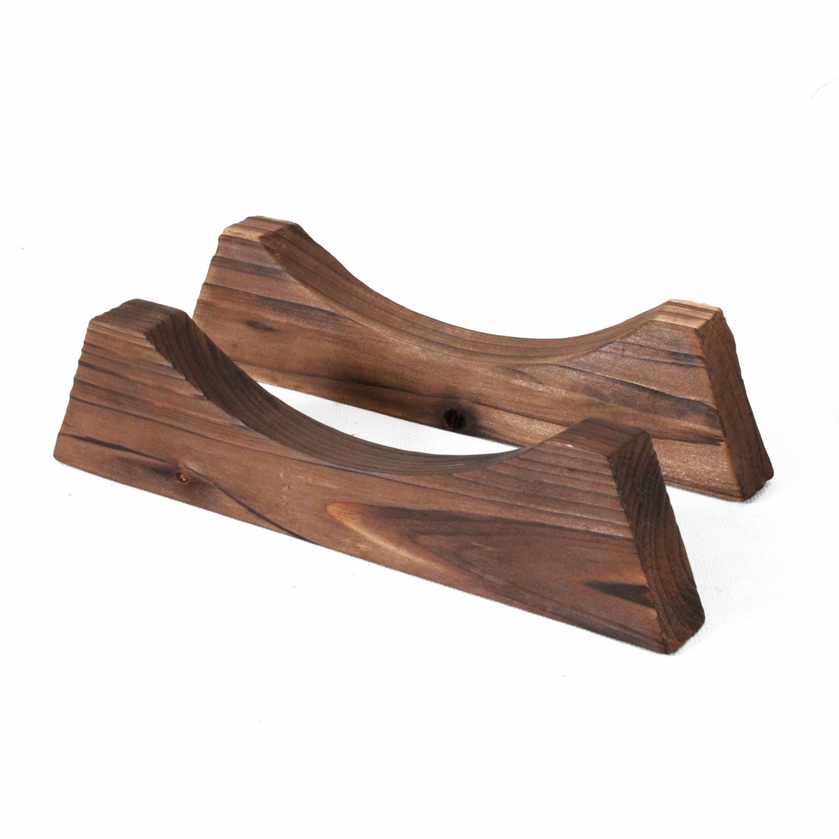 Portavaso a mezzabotte in legno grezzo, set di 3, 40x25x16 cm