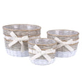 Portavaso in vimini grigio con fiocco, Ø30H20 cm, set di 3