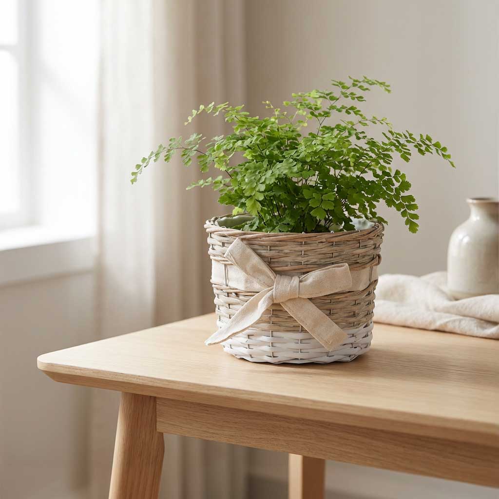 Portavaso in vimini grigio con fiocco, Ø30H20 cm, set di 3