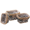 Portavaso in vimini e rattan, 33x25H18 cm, set di 3