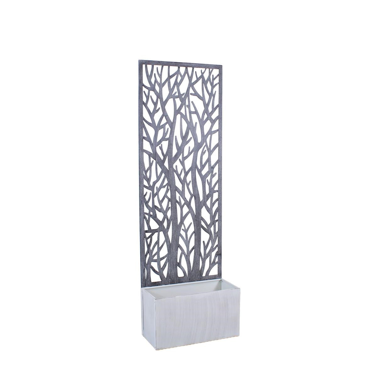 Fioriera metallo grigio con spalliera 62x28h195-da