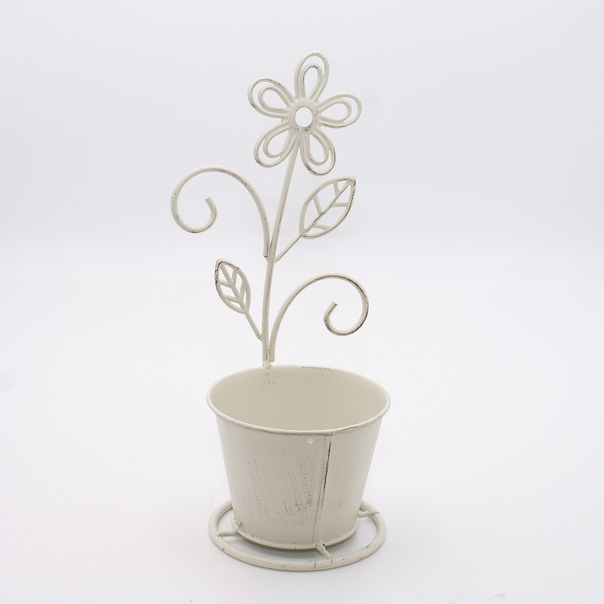 Portavaso in metallo avorio, 14x12H30 cm (kit da 3)