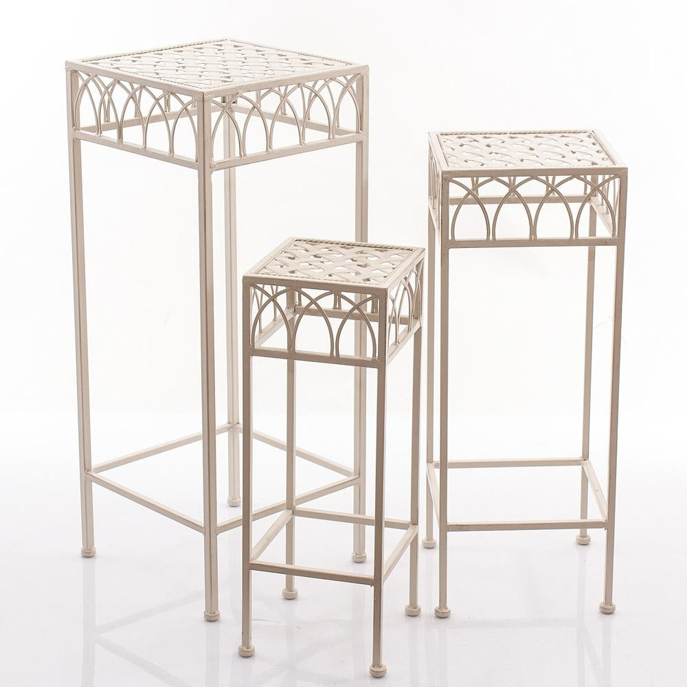 Portapiante in metallo bianco, 28x28H70 cm, set da 3