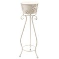Vaso portapiante in metallo bianco, Ø23H64 cm