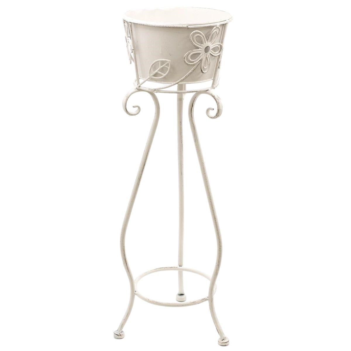 Vaso portapiante in metallo bianco, Ø23H64 cm
