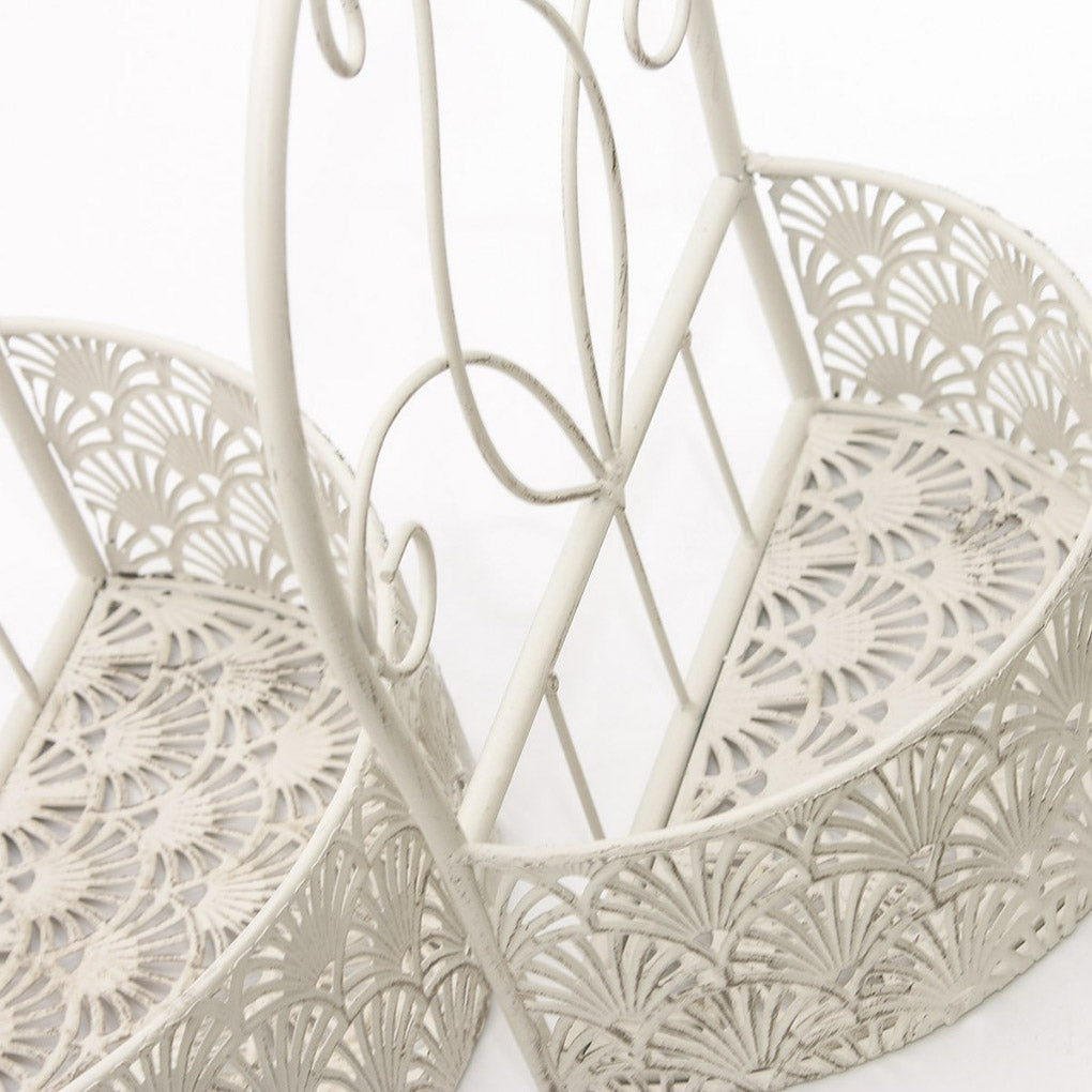 Mensole pensili in metallo bianco anticato, set di 2, 31H40 cm