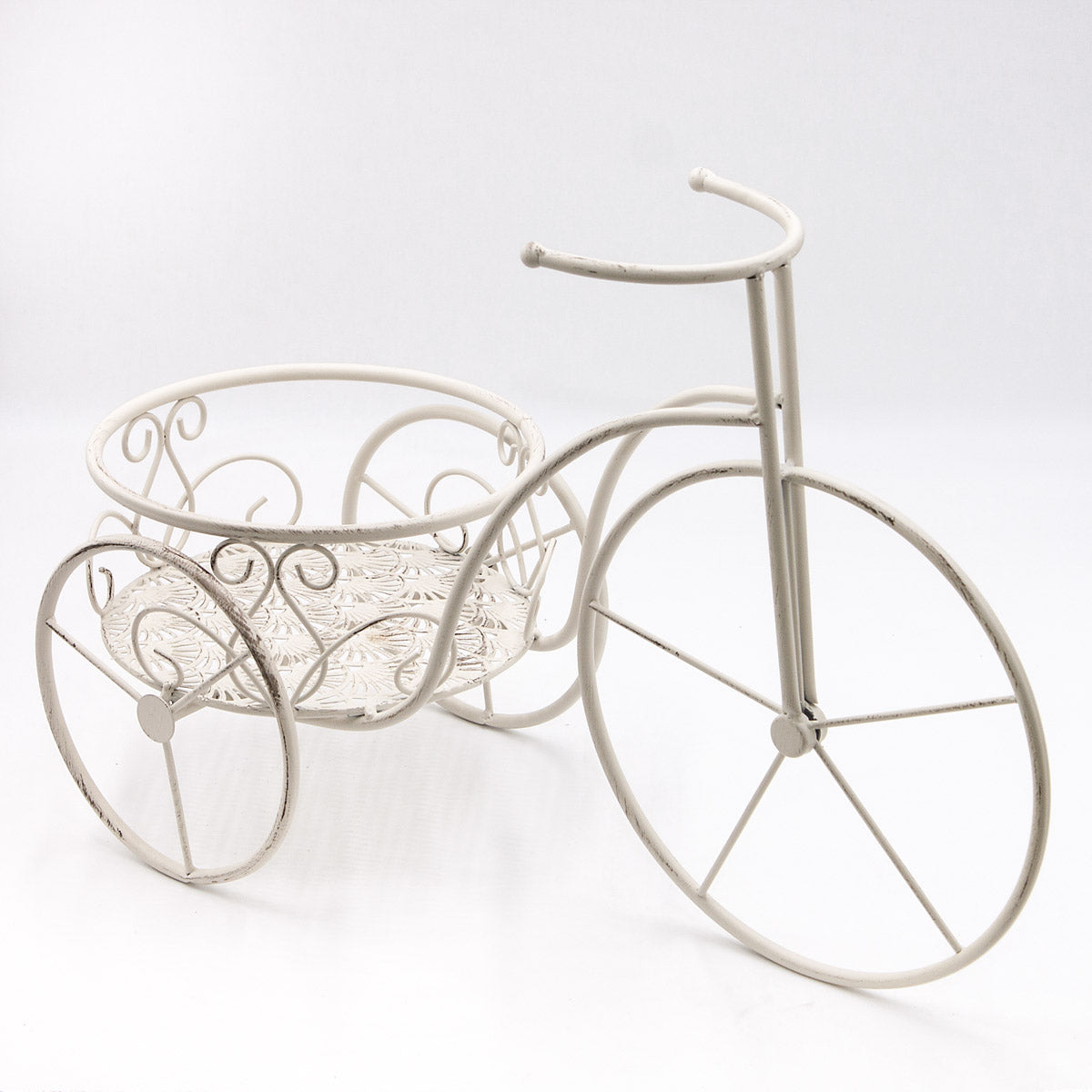 Portavaso a forma di bicicletta in metallo avorio, 55x25H36 cm