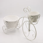 Portavaso a forma di bicicletta in metallo avorio, 55x20H41 cm