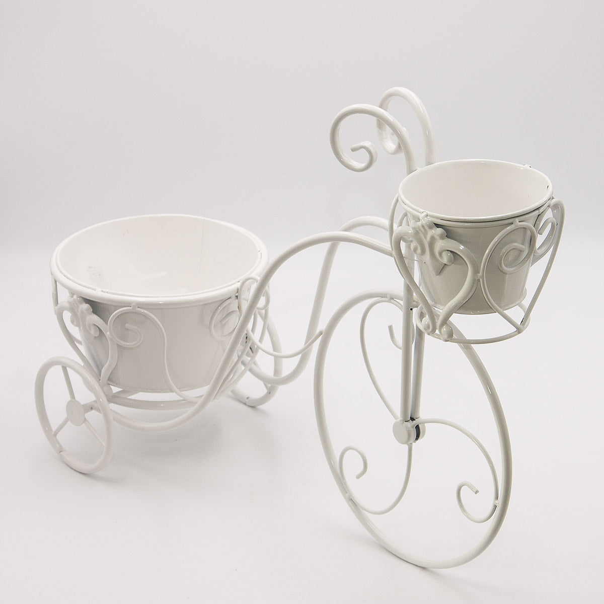 Portavaso a forma di bicicletta in metallo avorio, 55x20H41 cm