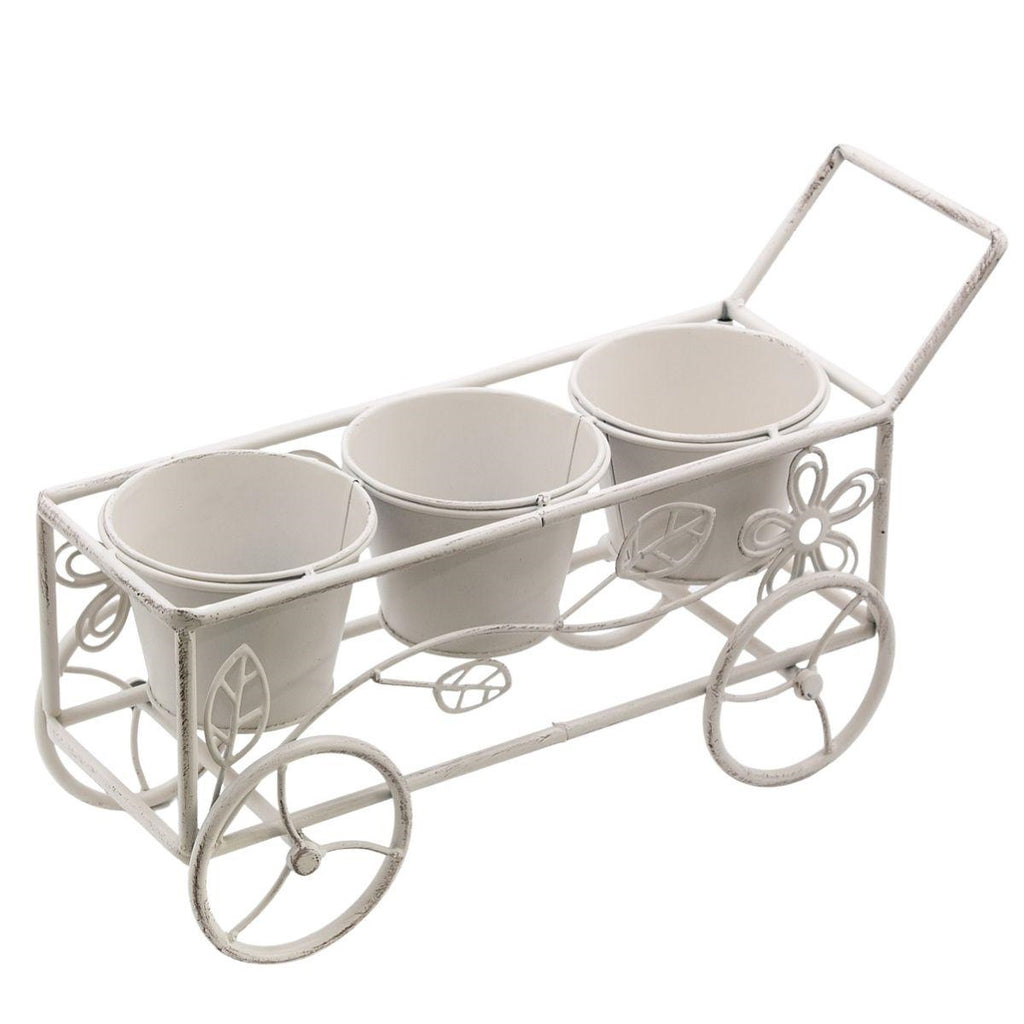 Carretto in metallo bianco, 46X16H25 cm