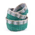 Portavaso ovale in vimini e carta in set di 3, 32X26H16 cm