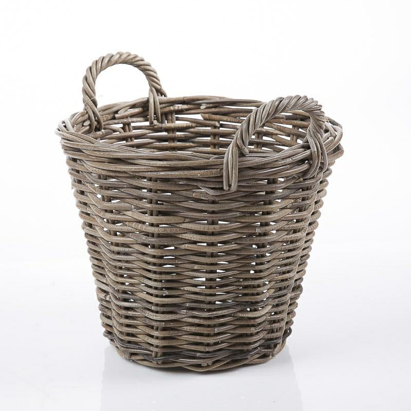 Portavaso in giunco grigio con 2 manici, Ø42x31 cm