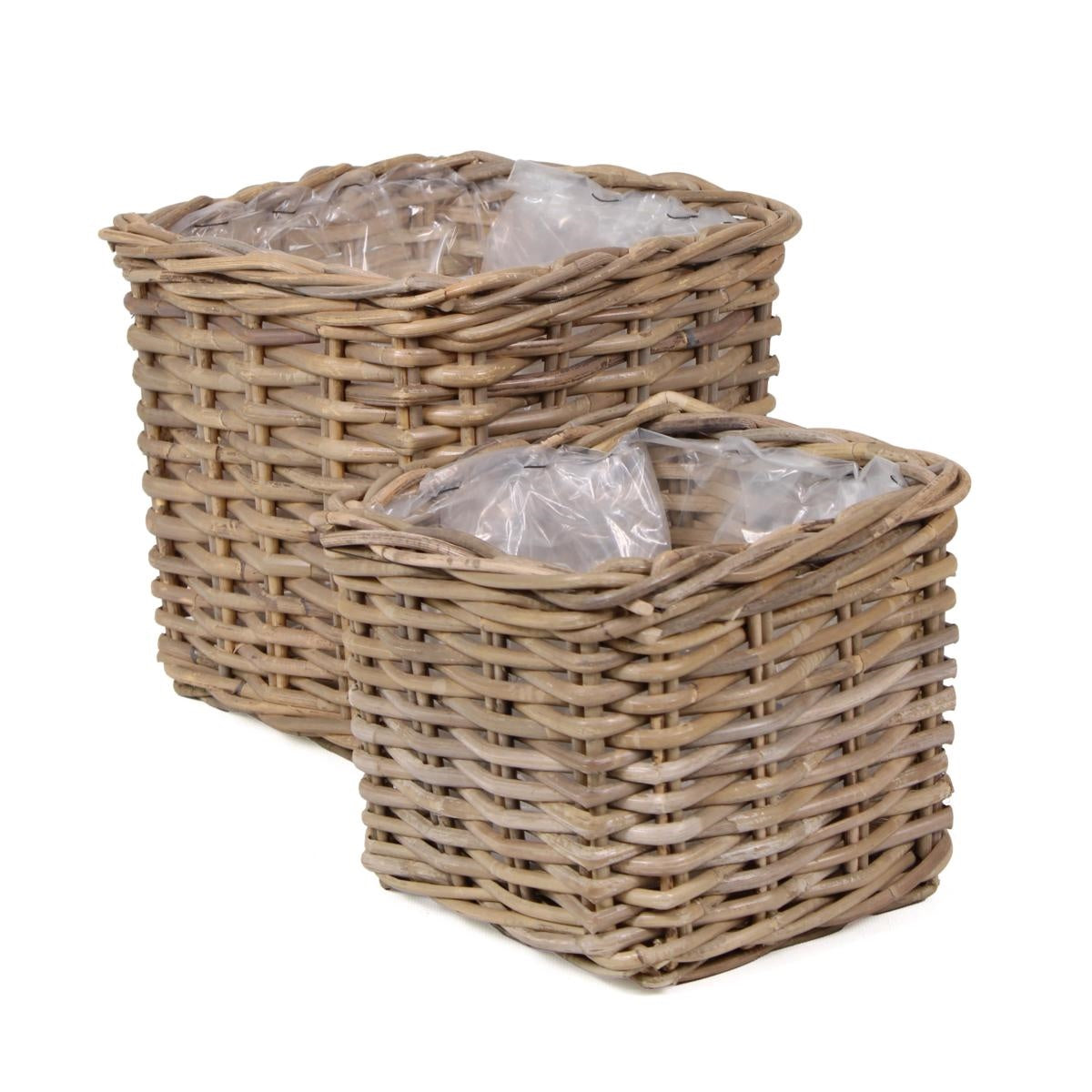 Cesto quadrato in giunco, set di 2, 26x26H24 cm