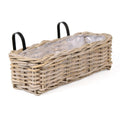 Fioriera in giunco con ganci in metallo e pvc