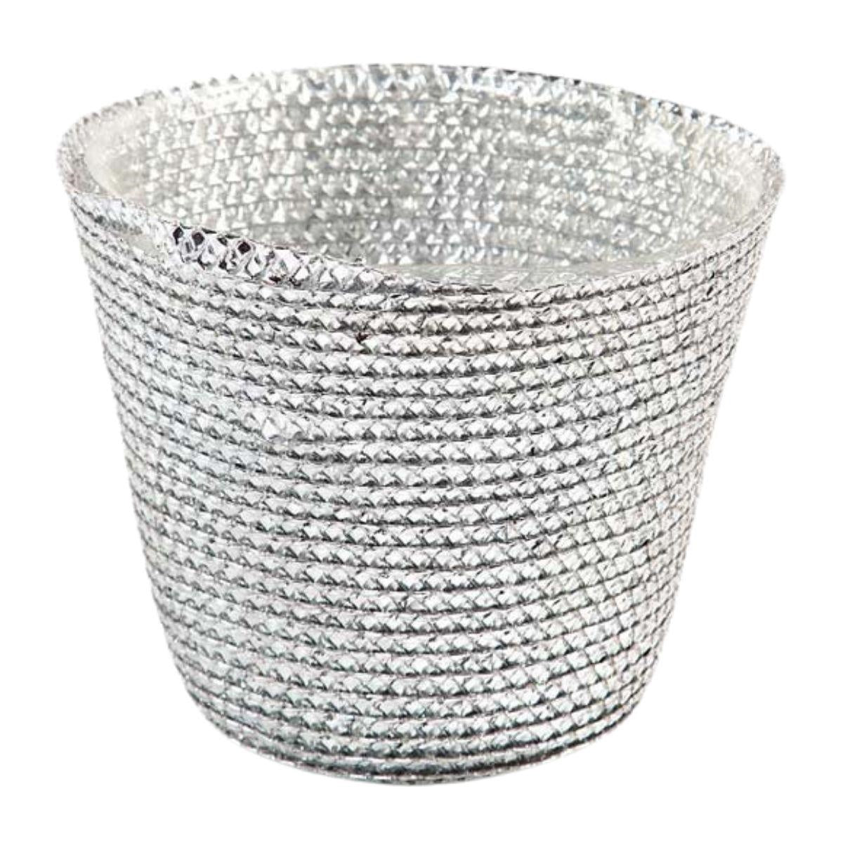 Portavaso rotondo argentato, Ø12H10 cm (kit da 10)
