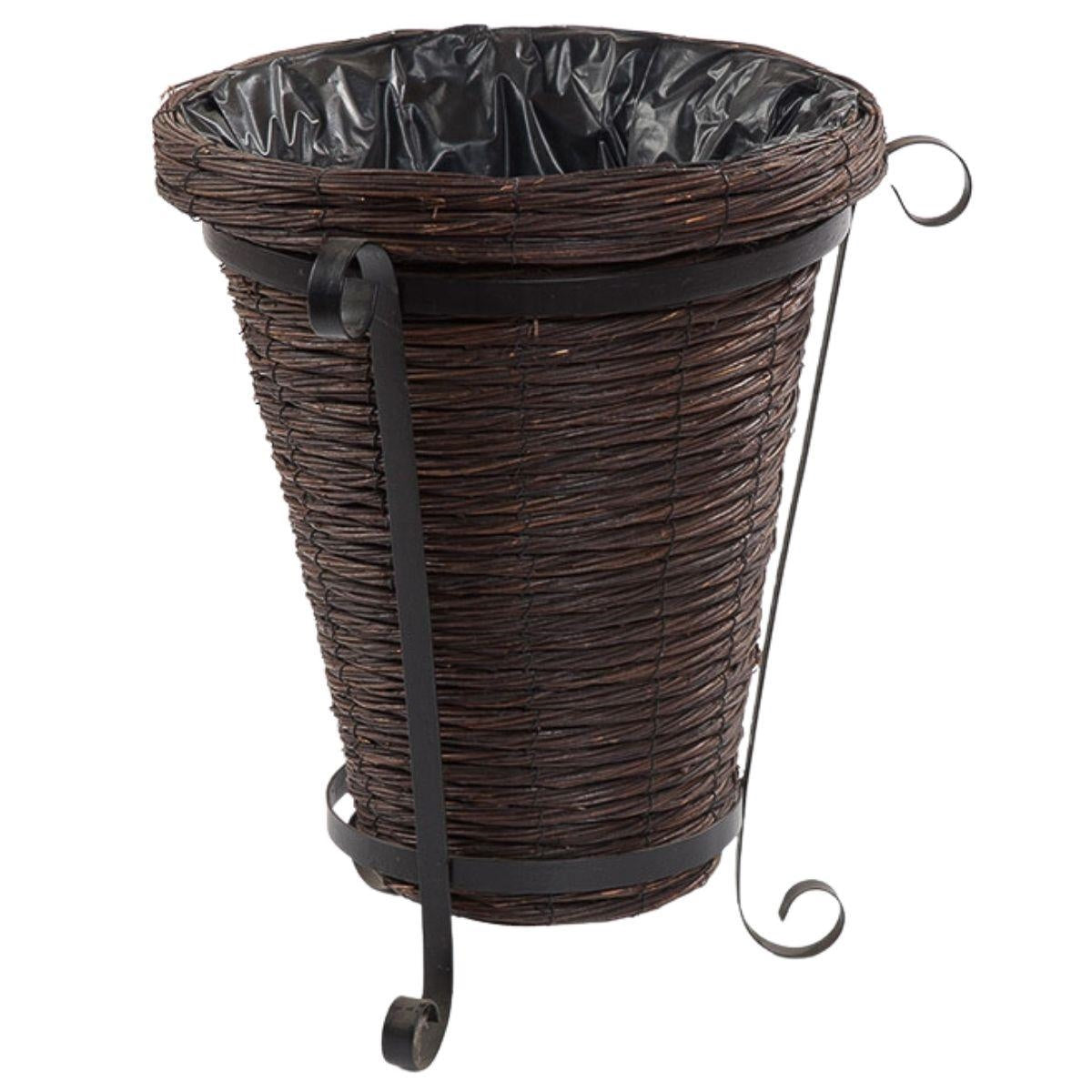 Portafiori rotondo in bambu' e metallo, Ø40H50 cm