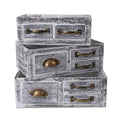 Cassetta in legno di abete sbiancato, 40x26H14 cm, set di 3