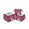 Set di 3 cassette in abete rosse con 2 manici, 20x20H15, 17x17H13 e 14x14H12 cm