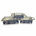 Cassetta in abete con 2 manici in corda, set di 3, 37x18x12 cm