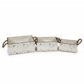 Cassetta in abete con due manici in corda, set di 3, 29x17H13, 24x13H12 e 20x10H10 cm