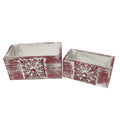 Cassetti in abete rosso anticato, set da 2, 24x13x12 e 20x10x10 cm (kit da 3)