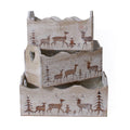 Cassetta bianca in legno di abete, set di 3, 32x16H12/14 cm