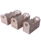 Cassetta bianca in legno di abete, set di 3, 32x16H12/14 cm