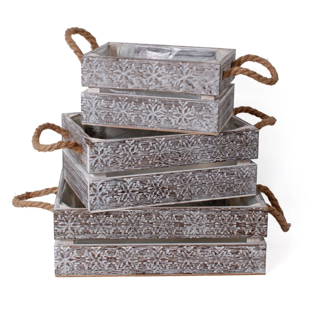 Cassetta in legno di abete Fiocchi, 30x21x10 cm, set di 3