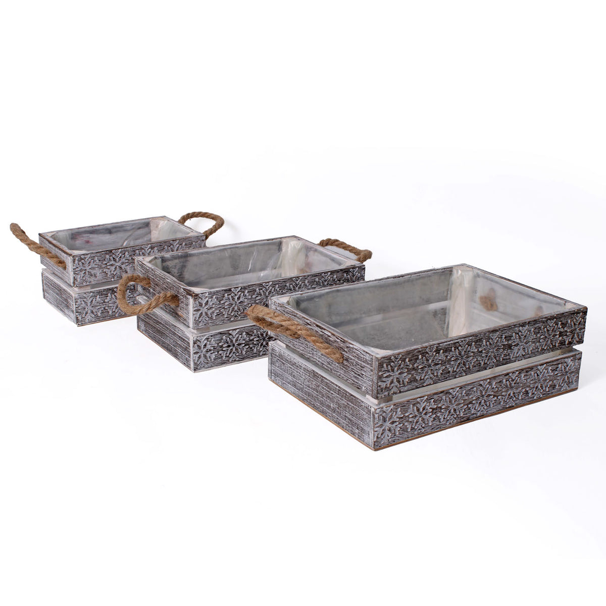Cassetta in legno di abete Fiocchi, 30x21x10 cm, set di 3