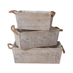 Cassette in legno di abete Fiori, set da 3, 35x18H12 cm