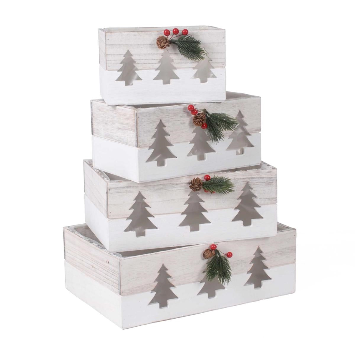 Cassette natalizie bianche, set da 4, 35x24H12 cm