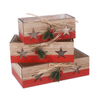 Cassette natalizie rosse, set di 3, 35x20x10 cm